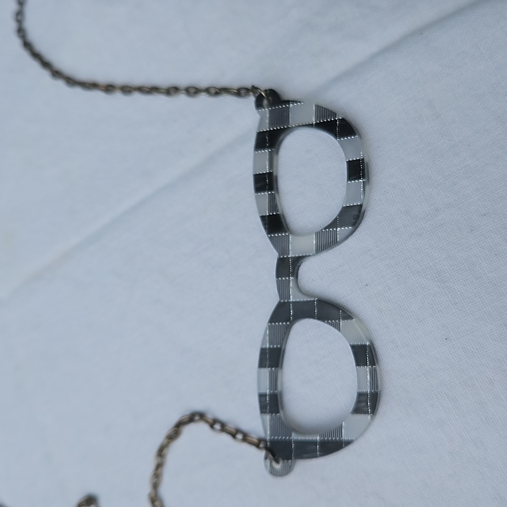Plaid Geek Glasses Necklace #169 - Picture 2 of 3